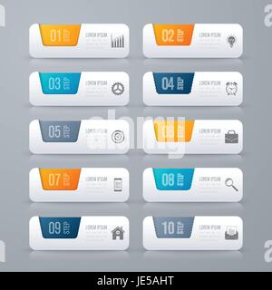 Infographic design template and business concept with 10 options, parts, steps or processes. Can be used for work flow layout, diagram, number options Stock Vector