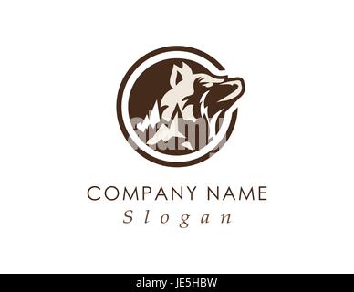 Wolf in the mountains logo Stock Vector