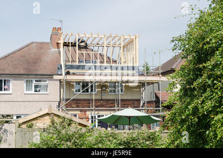 House undergoing loft conversion in Dudley, West Midlands Stock Photo