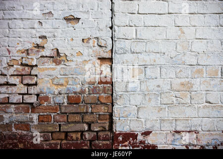 Old whitewashed brick walls with rich texture. Stock Photo