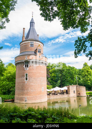 Moat and Burgundian tower of Duurstede castle in Wijk bij Duurstede in province Utrecht, Netherlands Stock Photo