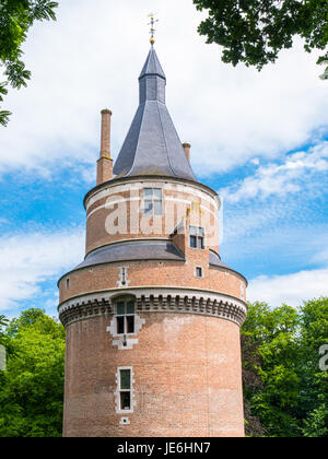 Top of Burgundian tower of Duurstede castle in Wijk bij Duurstede in province Utrecht, Netherlands Stock Photo