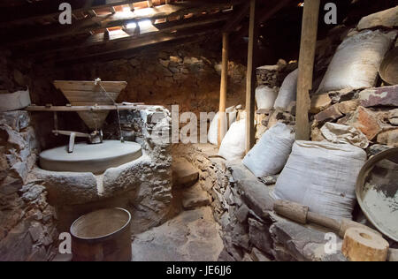 Interior of a watermill in the geological park of Penha Garcia. Beira Baixa, Portugal Stock Photo
