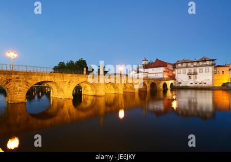 The roman bridge of Chaves, also known as Trajan bridge, dating back to the 1st century AD. Tras os Montes, Portugal Stock Photo