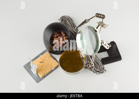 Set for processing and soldering electronic circuits Stock Photo