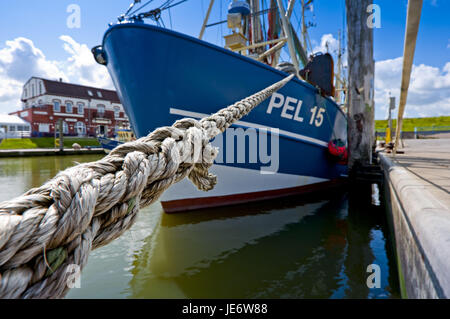 Germany, Schleswig - Holstein, Pellworm, harbour, investor, fishing trawler, Stock Photo