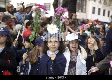 Portugal, Madeira, Funchal, flower feast 'Festa there of Flor', children, pageant, procession, Stock Photo