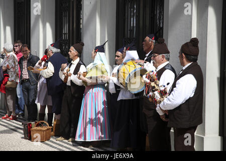 Portugal, Madeira, Funchal, flower feast 'Festa there of Flor', musicians, Stock Photo