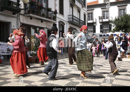 Portugal, Madeira, Funchal, flower feast 'Festa there of Flor', dance group, Stock Photo