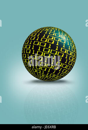 Sphere from 0 and 1, binary numbers, digitally, Stock Photo