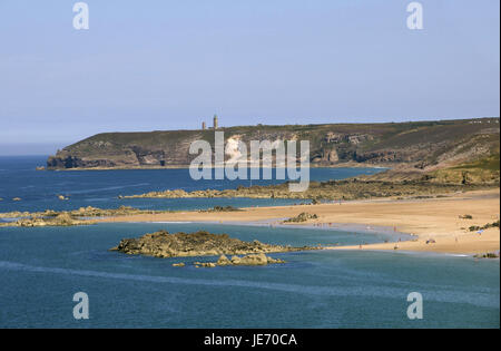 Europe, France, Brittany, Cote D' Emeraude, Cap Frehel, Sables-d'Or les pin, coastal scenery, Stock Photo