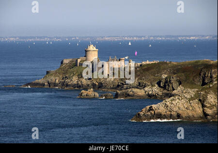 Europe, France, Brittany, Cote D' Emeraude, Cap Frehel, view at the castle fort la bar, Stock Photo