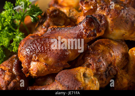 Spicy Smoked Chicken Wings with Hot Sauce and Ranch Stock Photo
