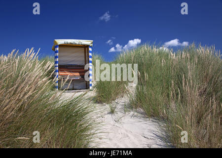 Germany, Lower Saxony, the East Frisians, Borkum, beach tents in the dunes, south beach, Stock Photo