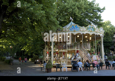 Italy, Tuscany, Montecatini Terme, spa, carousel in the health resort park, Stock Photo