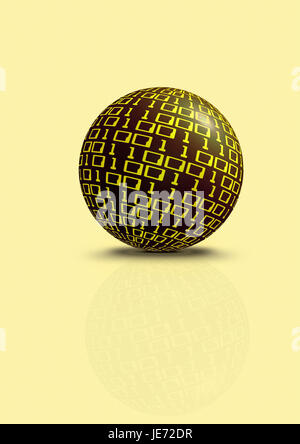 Sphere from 0 and 1, binary numbers, digitally, Stock Photo