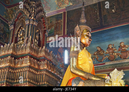 Cambodia, Phnom Penh, Wat Phnom, Buddha's statue, Stock Photo