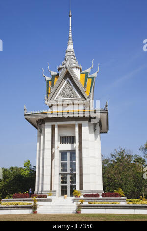 Cambodia, Phnom Penh, Choeung Ek, Killing Fields, Gedächtnis-Stupa for the offerings the red Khmer, Stock Photo