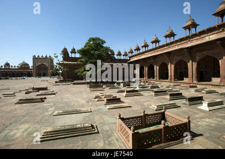 India, Uttar Pradesh, Fatehpur Sikri, Jama Masjid, big mosque, inner courtyard, Stock Photo