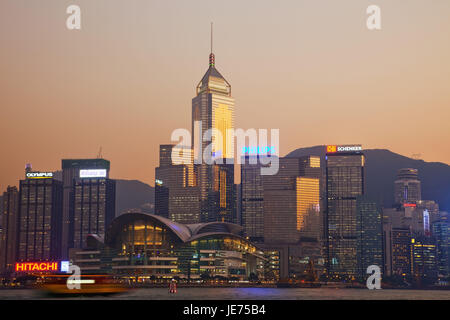 China, Hong Kong, Wanchai area, skyline, dusk, Stock Photo