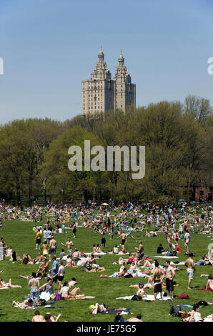 The USA, America, New York, Manhattan, Central park, person with the sunbathing, Stock Photo