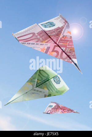 Paper airplanes from euronotes, Stock Photo