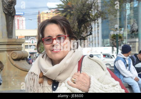 The writer Verónica Ormachea can be seen in La Paz, Bolivia, 26 May 2017. She wrote about the life of the German born entrepreneur Moritz Hochschild, who supposedly helped thousands of Jews escape to Bolivia during National Socialism. Photo: Georg Ismar/dpa Stock Photo