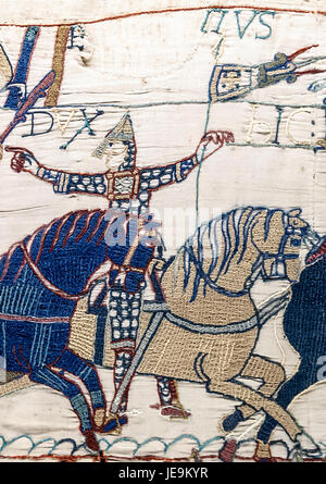 Scene 55 of the Bayeux Tapestry illustrates a significant moment in the ...