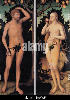 Adam and Eve, by Lucas Cranach the younger Stock Photo