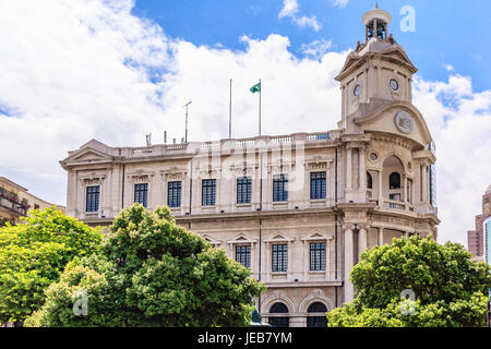 MACAU, CHINA - JULY 22, 2013: General Post Office, Macau. The Historic Centre of Macao was inscribed on the UNESCO World Heritage List in 2005. Stock Photo