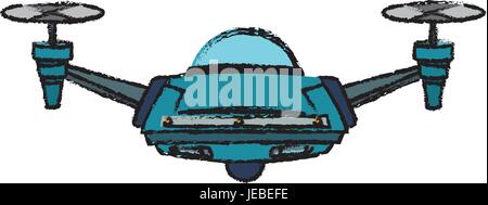 drone aircraft propeller copter technology front view vector Stock Vector