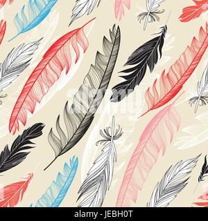 Seamless pattern with feathers Stock Vector
