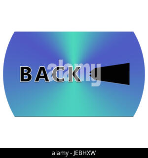 Big blue isolated back button with black arrow Stock Photo