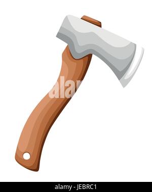 Wooden axe isolated on white background. Element for woodworking or lumberjack emblem or icon. Web site page and mobile app design vector element Stock Vector
