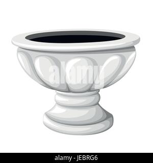 Empty ceramic grey flowerpots for cultivation of plants. Clay pot in an isometry, isolated on a white background. Web site page and mobile app design  Stock Vector