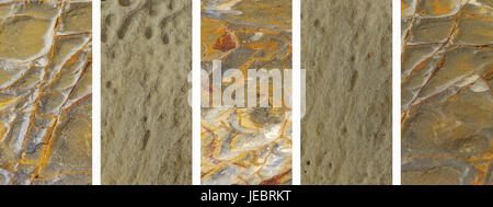 Panoramic set of natural rock textures banner background Stock Photo