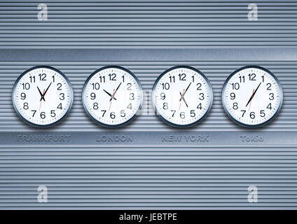 World time zone clocks with a Tokyo New York London and Moscow clock ...