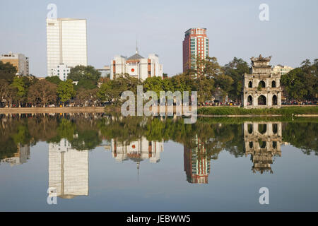 Vietnam, Hanoi, Hoan Kiem lake and tortoise's tower, Stock Photo