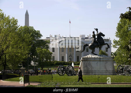 The USA, America, Washington D.C, Which presidents Andrew Jackson statue before the white house, Stock Photo