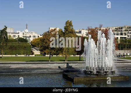 France, Paris, Parc Andre Citroen, fountain, Stock Photo