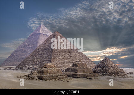 Pyramids of Gizeh, Cairo, Egypt, Stock Photo