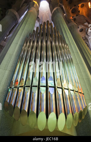 Spain, Barcelona, Sagrada Familia, organ, Stock Photo