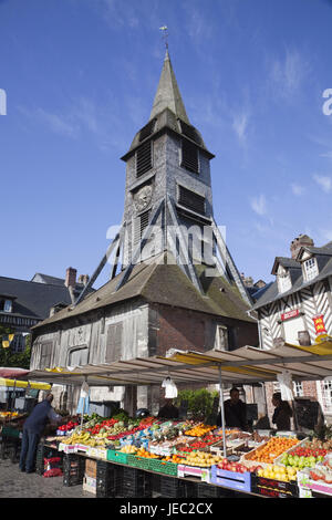 France, Normandy, Honfleur, Eglise Sainte-Catherine, market scene, Stock Photo