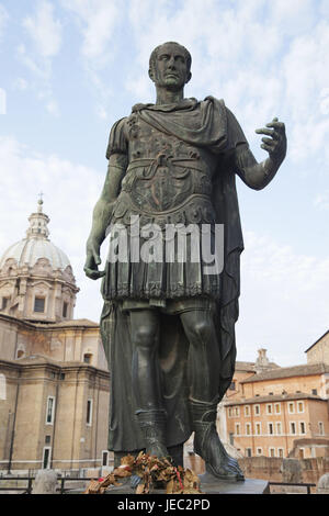 Italy, Rome, statue of Julius Caesar on via Imperiali, Stock Photo