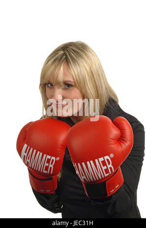 Young woman with boxing gloves, Stock Photo