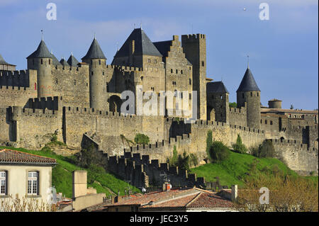 France, region Aude, Carcassonne, fortress, Stock Photo