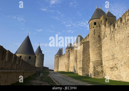 France, region Aude, Carcassonne, fortress attachment, Stock Photo