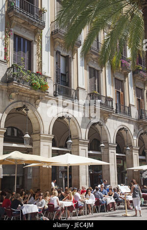 Spain, Barcelona, Ramblas, restaurant in the plaza Real, Stock Photo
