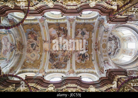 Austria, Wachau, pen Milking, inside, ceiling fresco of the collegiate church, Stock Photo