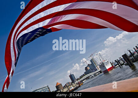 Germany, Hamburg, the Elbe, harbour, landing stages, great yachtsmen, USCGC Eagle, Stock Photo